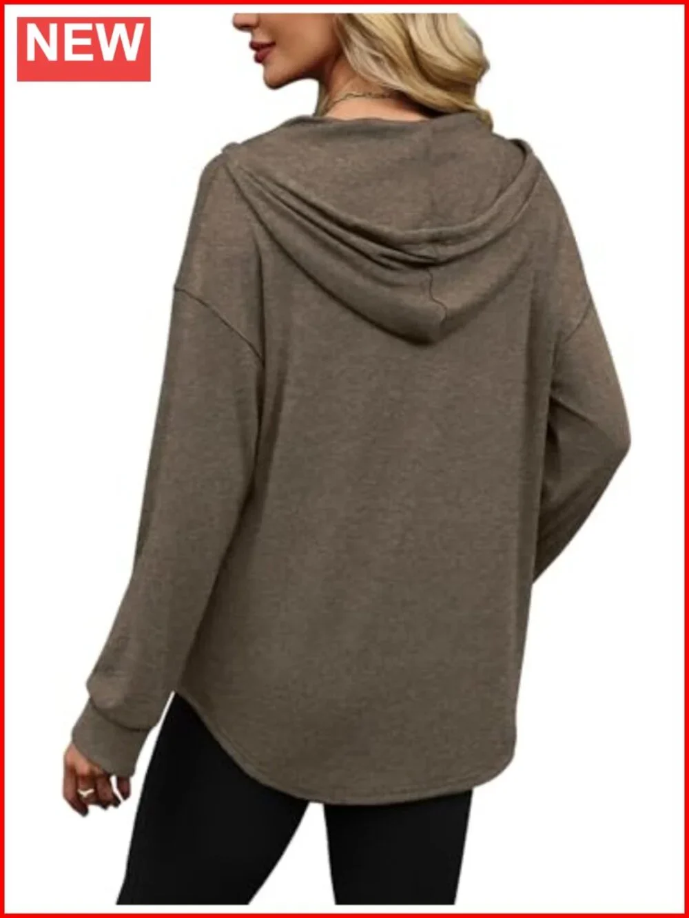 Women's V Neck Oversized Hoodie Sweatshirt Tunic Pullover